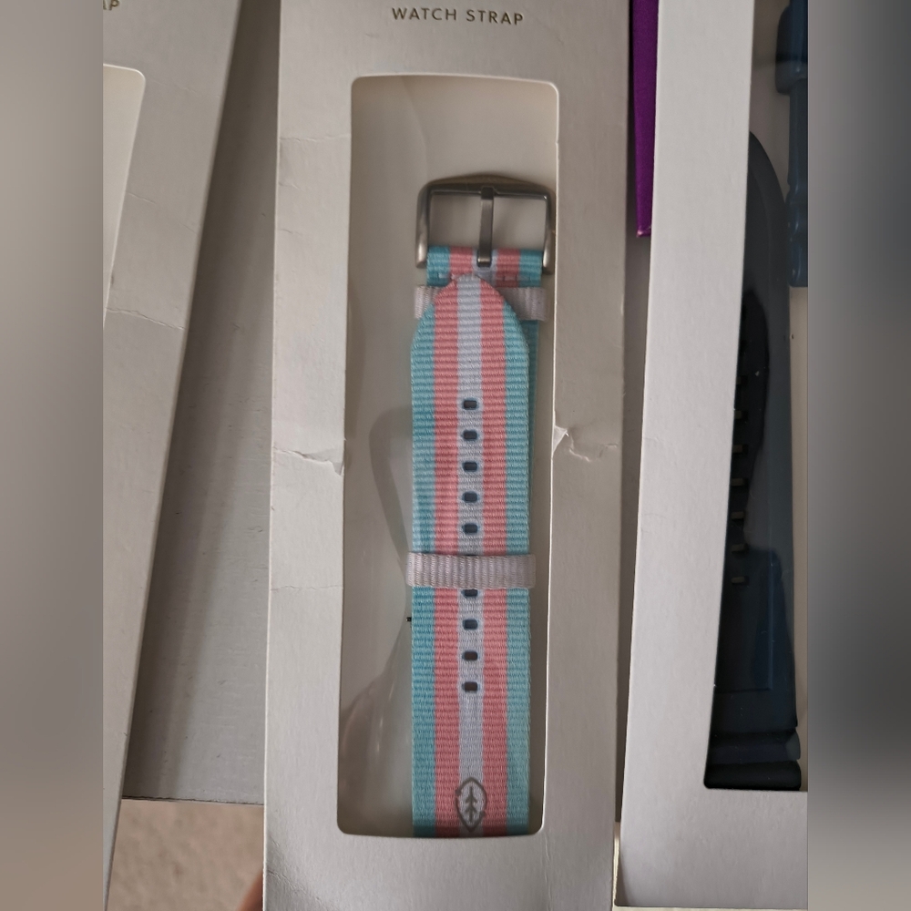Fossil Striped Watch Strap - Blue, Pink, White